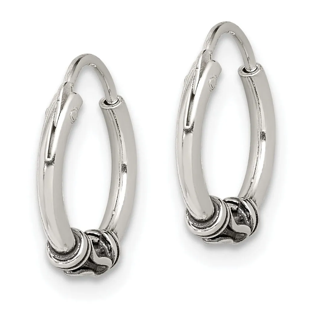 Sterling Silver Antiqued Hoop Earrings