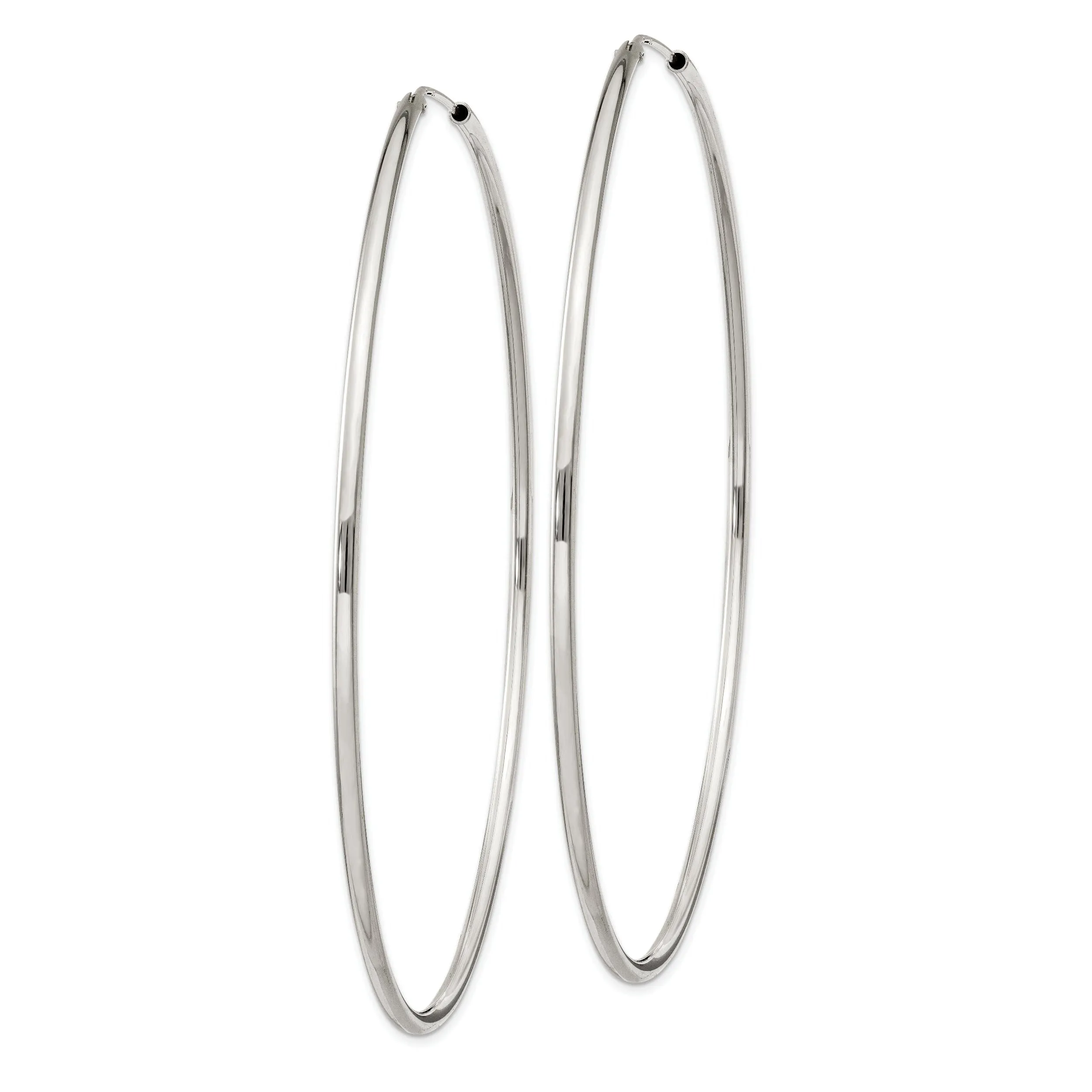 Sterling Silver Endless Hoop Earrings 2mmx80mm