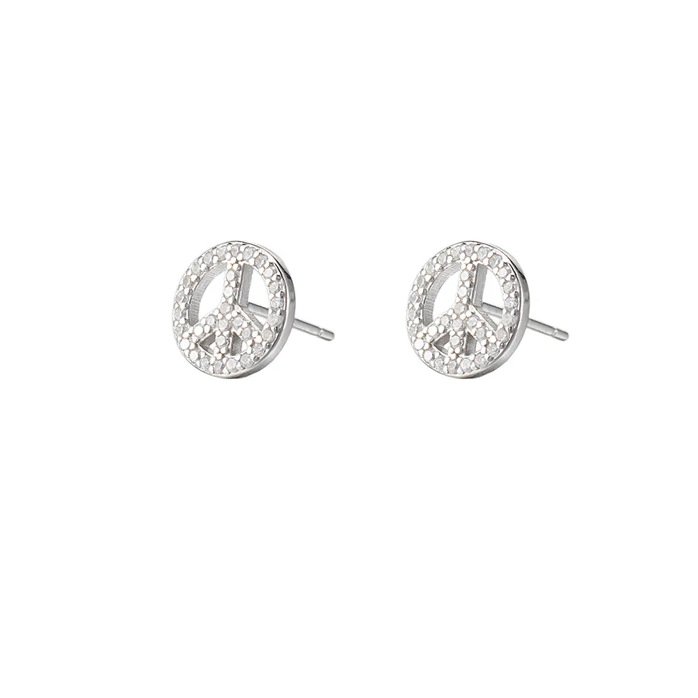 Sterling Silver Peace Stud Earrings