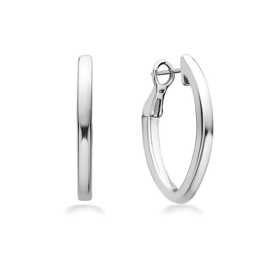 Sterling Silver Smooth V Hoop Earrings - 27mm