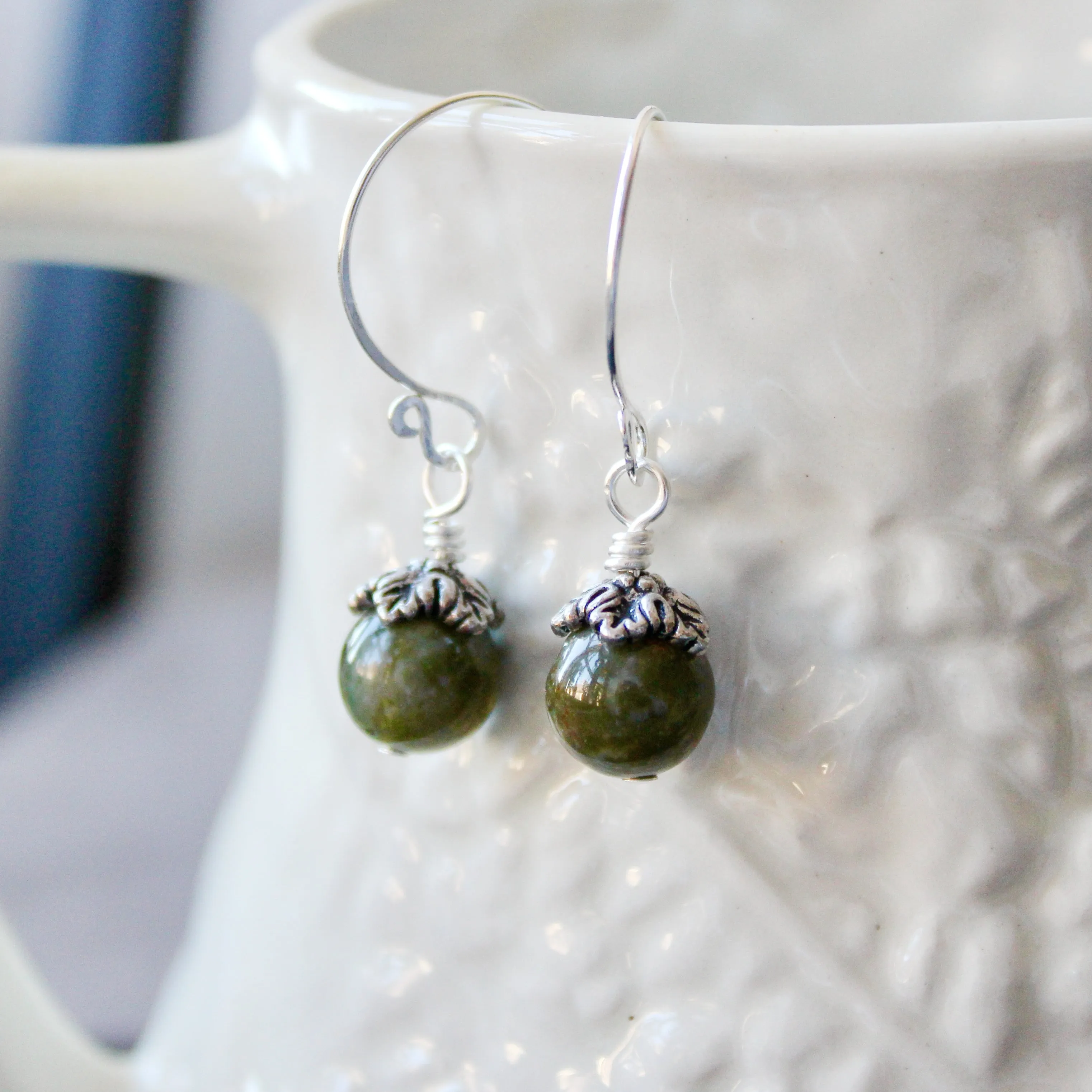 The Greenwood Moss Agate Earrings