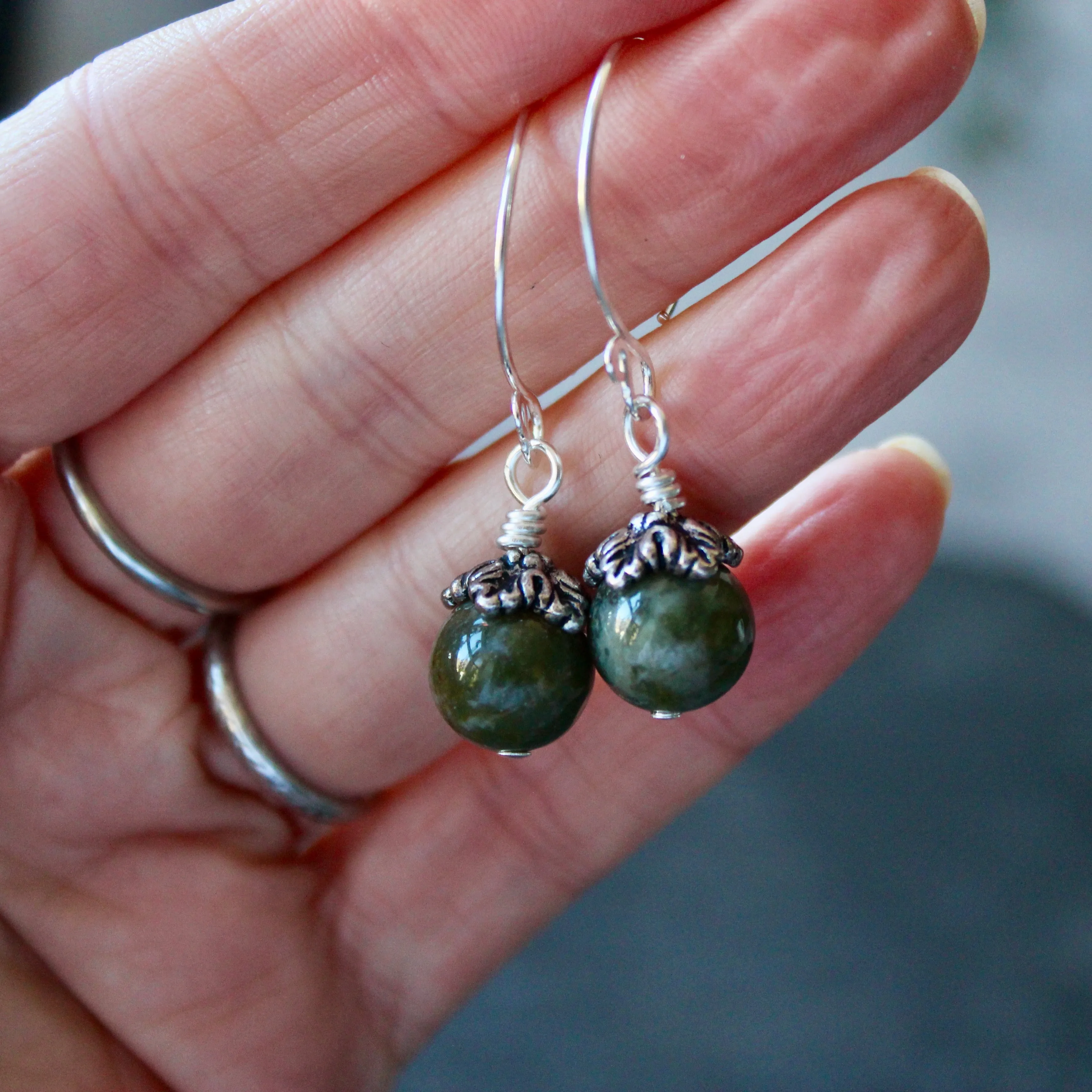 The Greenwood Moss Agate Earrings