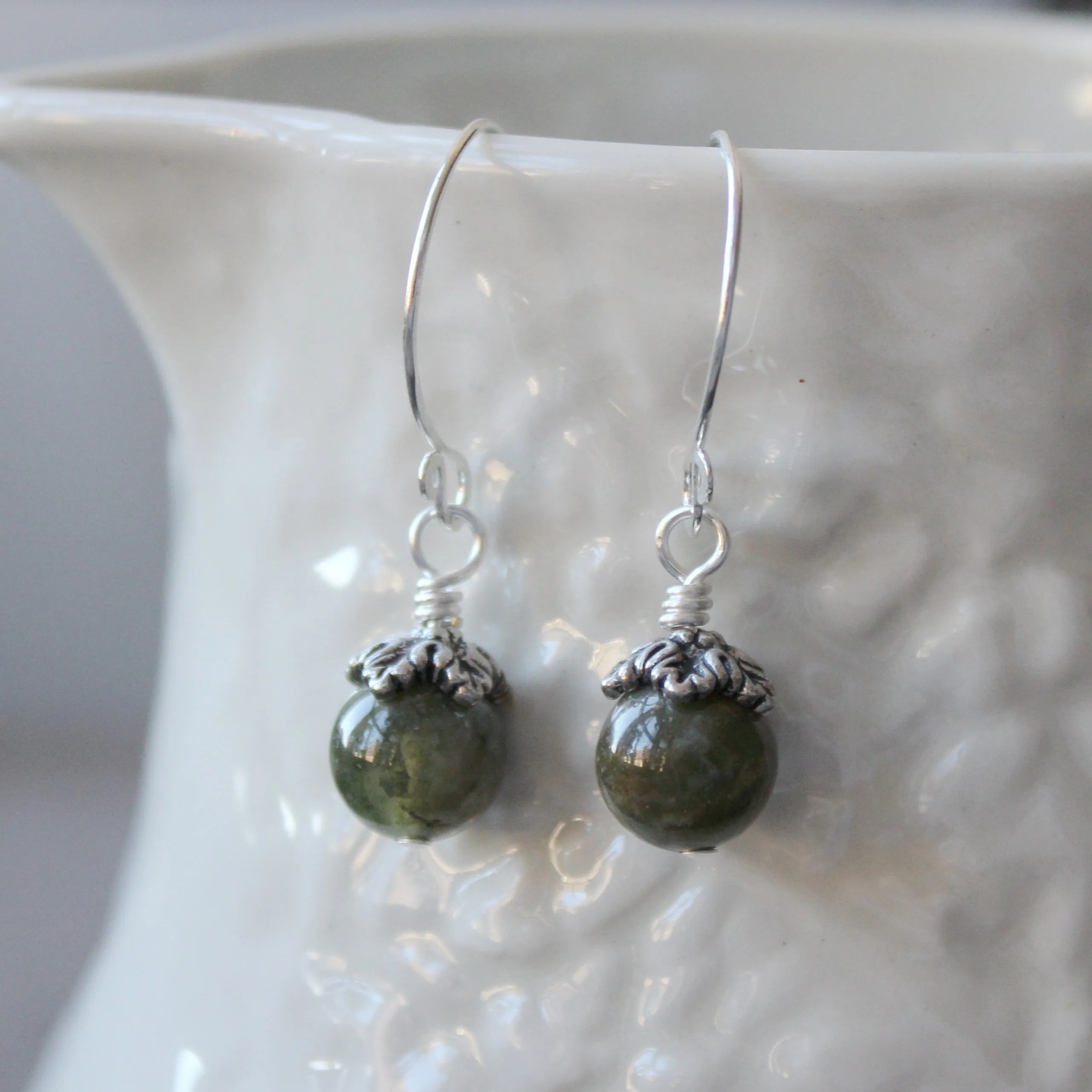 The Greenwood Moss Agate Earrings