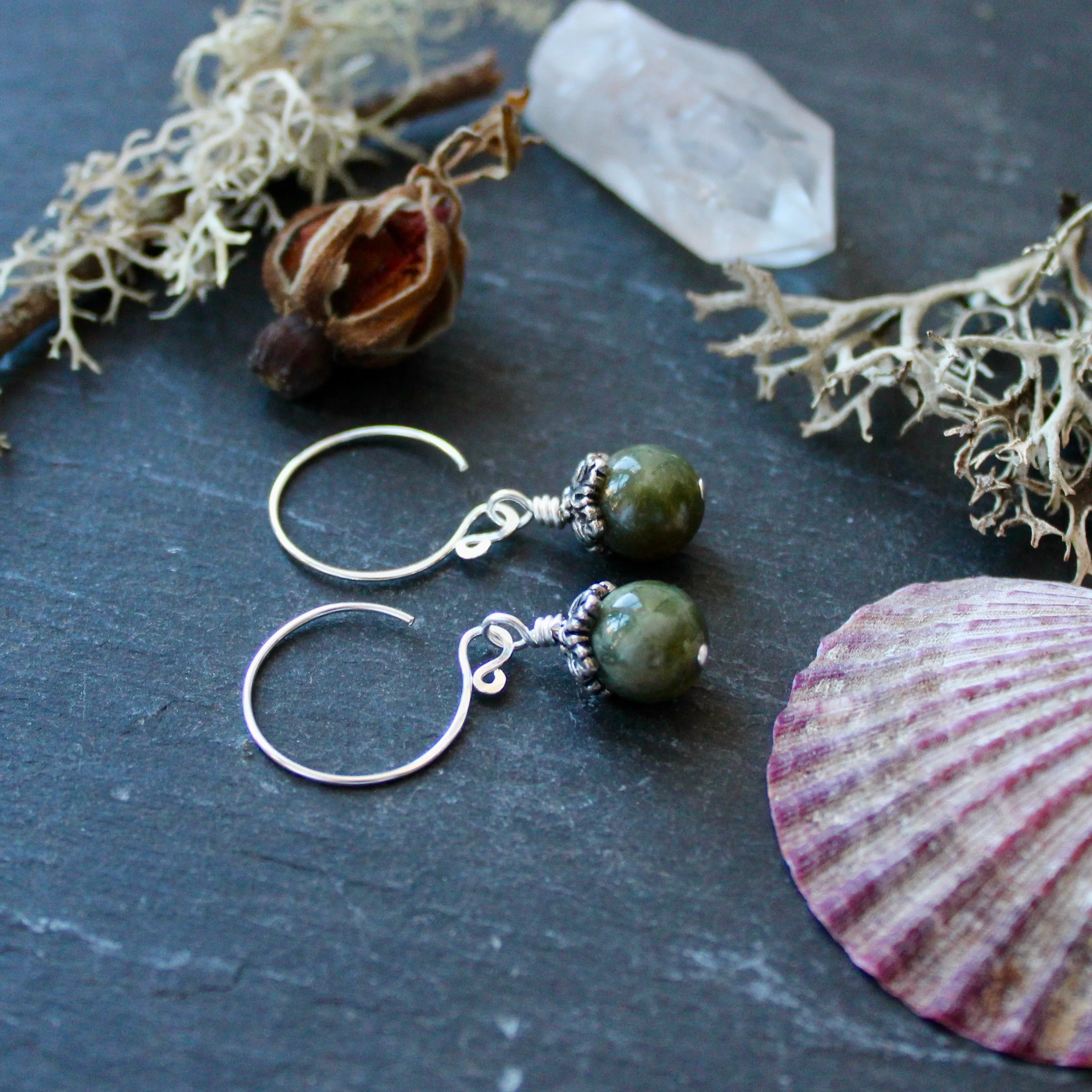 The Greenwood Moss Agate Earrings