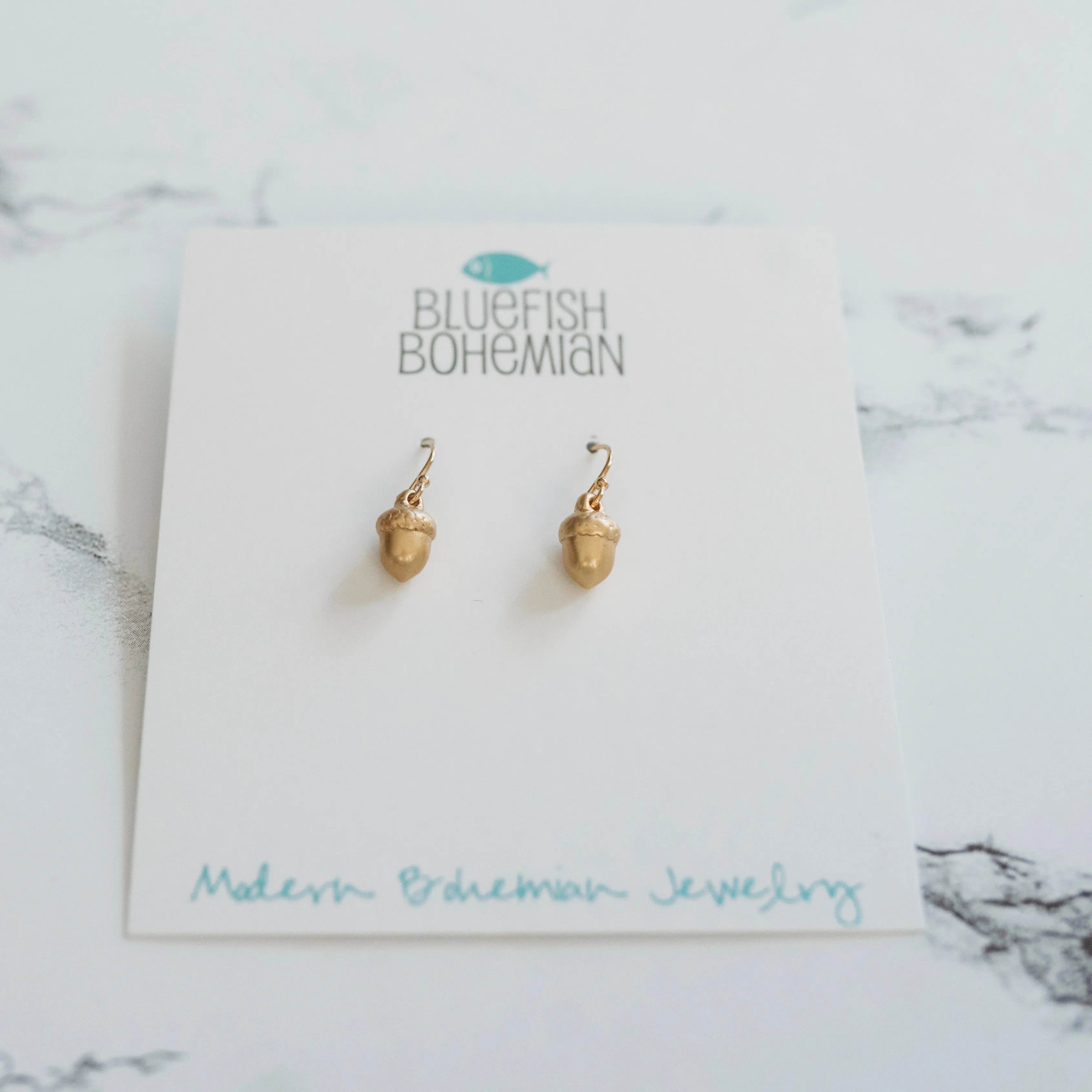 Tiny Gold Acorn Earrings