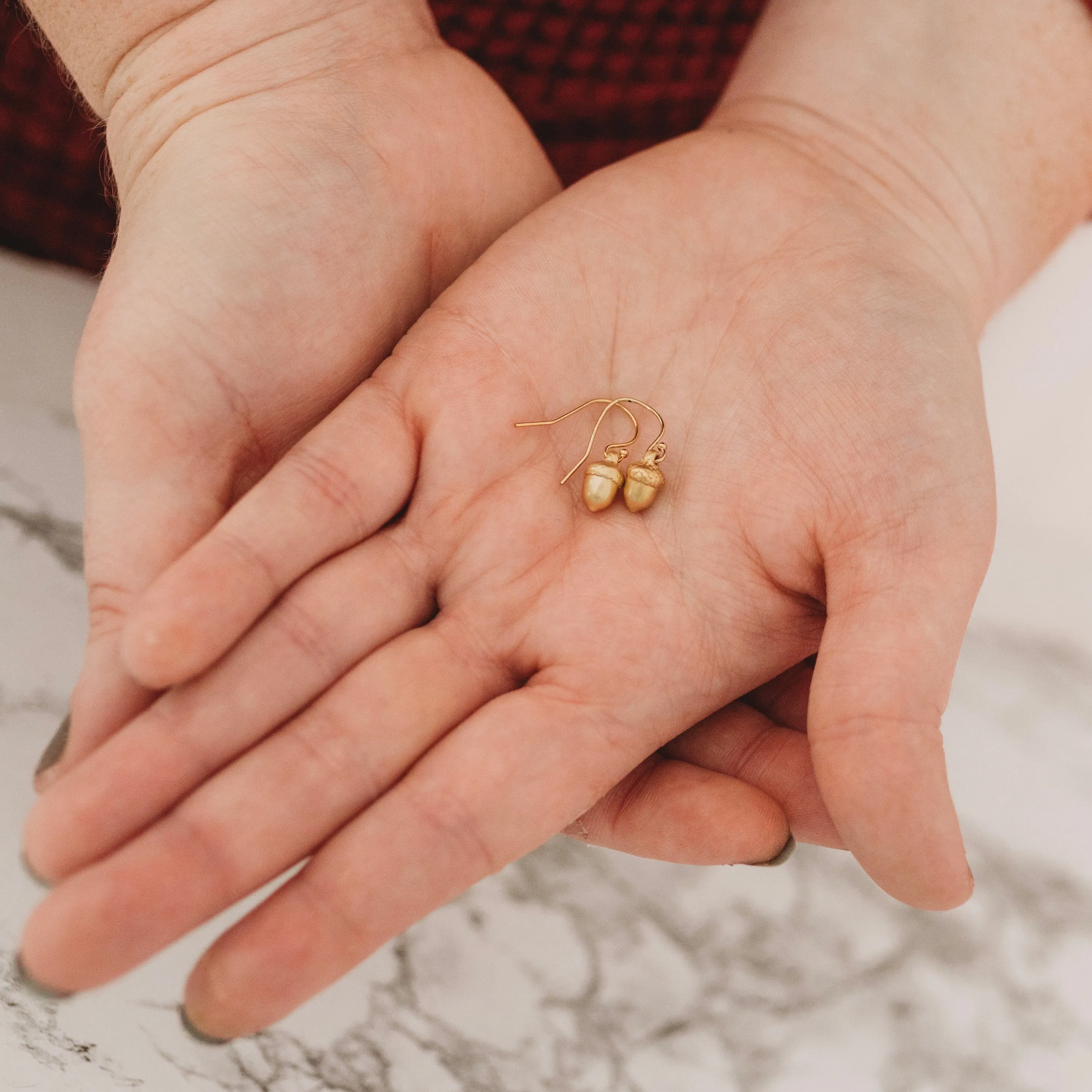 Tiny Gold Acorn Earrings