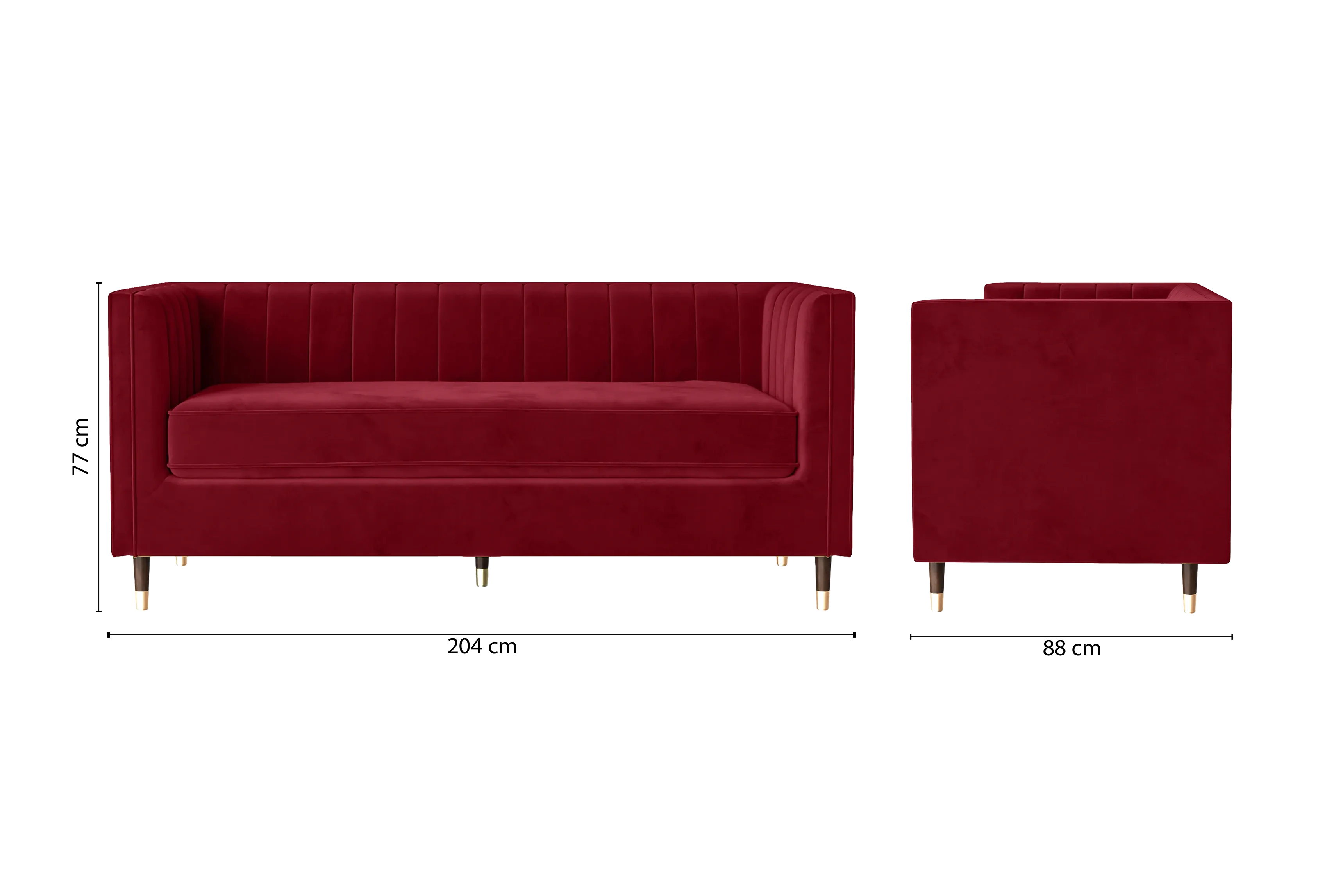 Tivoli 3 Seater Sofa Red Velvet