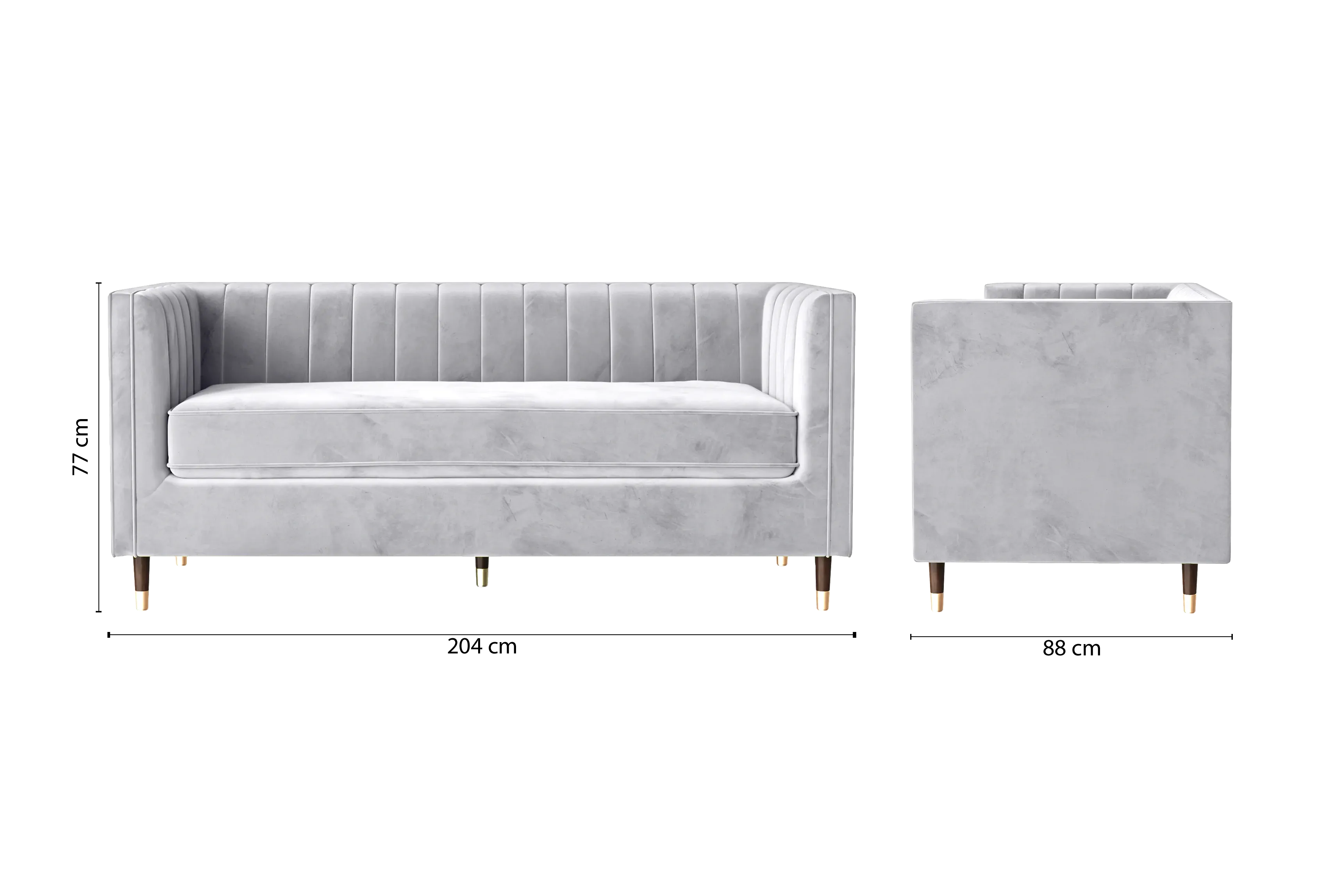 Tivoli 3 Seater Sofa Silver Velvet