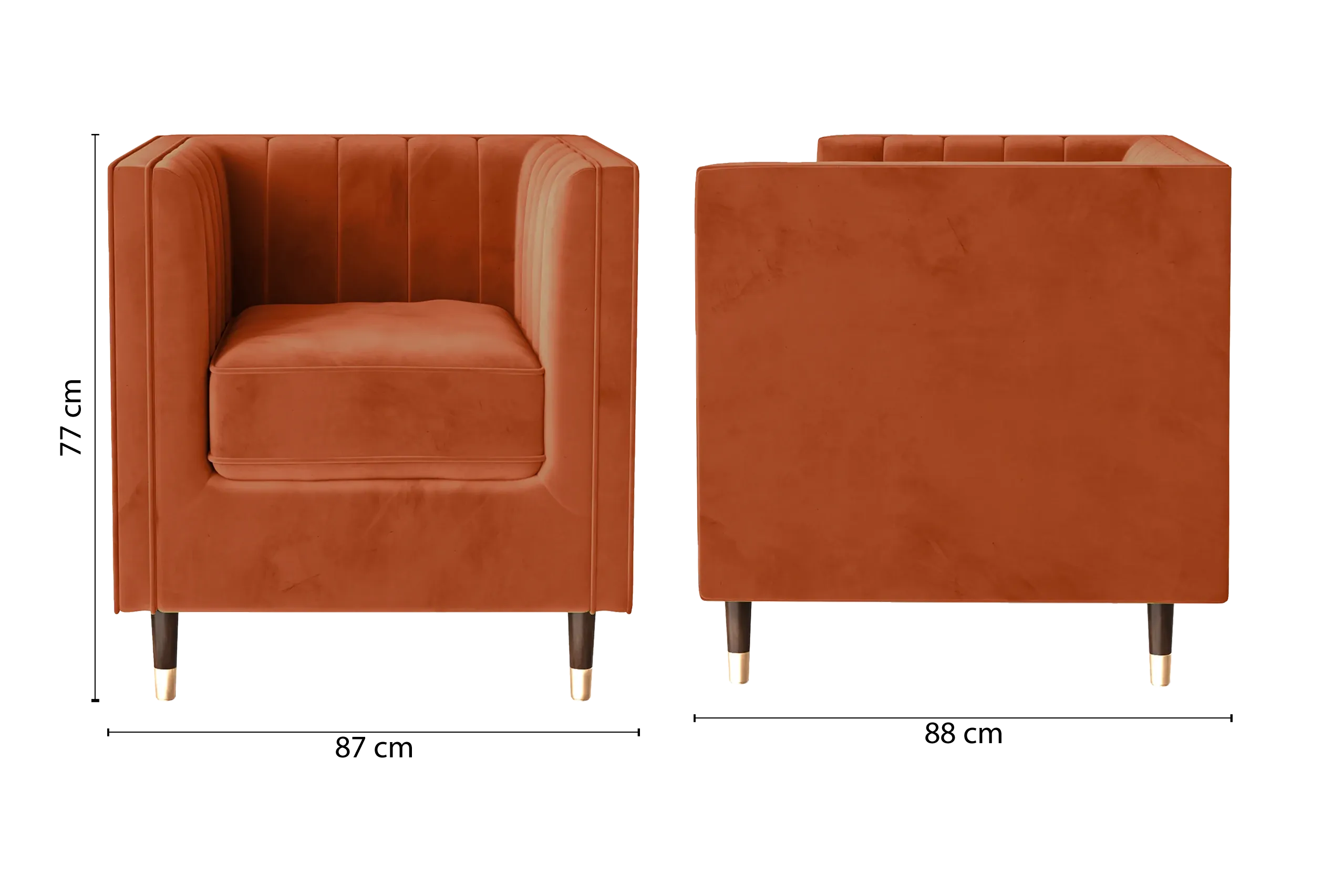 Tivoli Armchair Orange Velvet