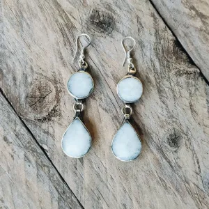 Tribal Grey Stone Earrings