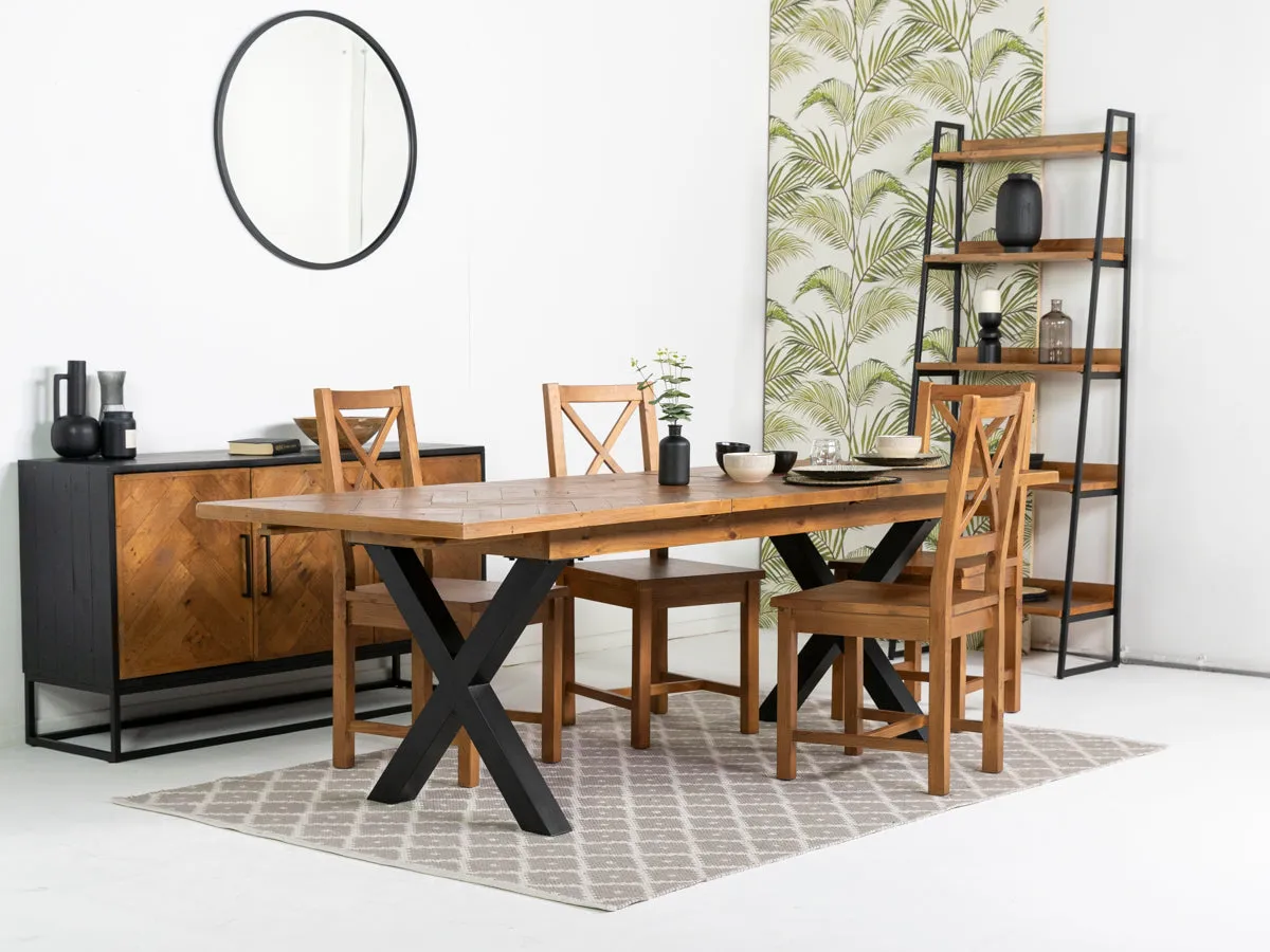 Tulsa Cross Leg Extendable Dining Table (140cm - 180cm) & Tulsa Cross Back Dining Chairs