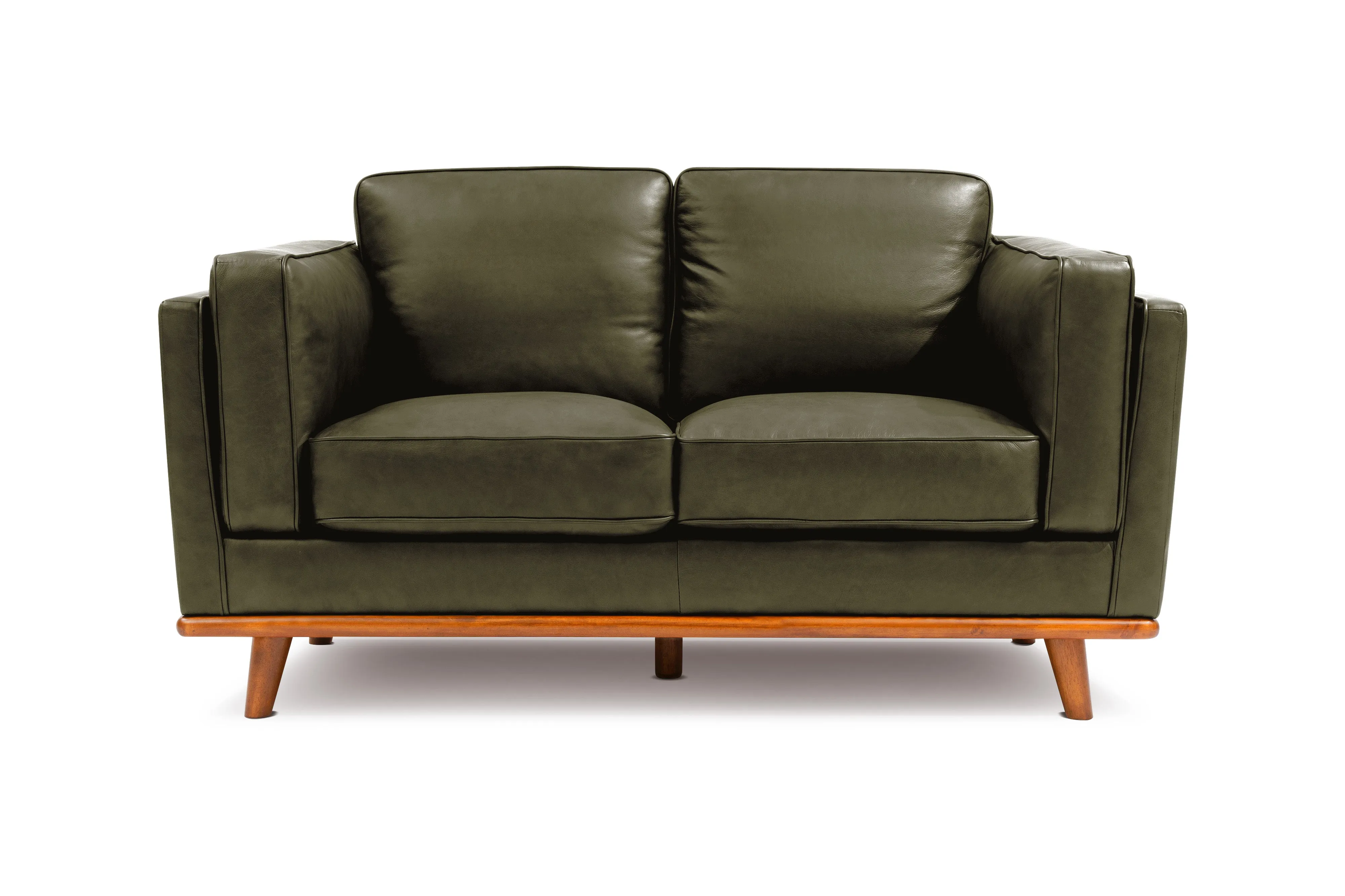 Valencia Artisan Top Grain Leather Loveseat, Olive Green