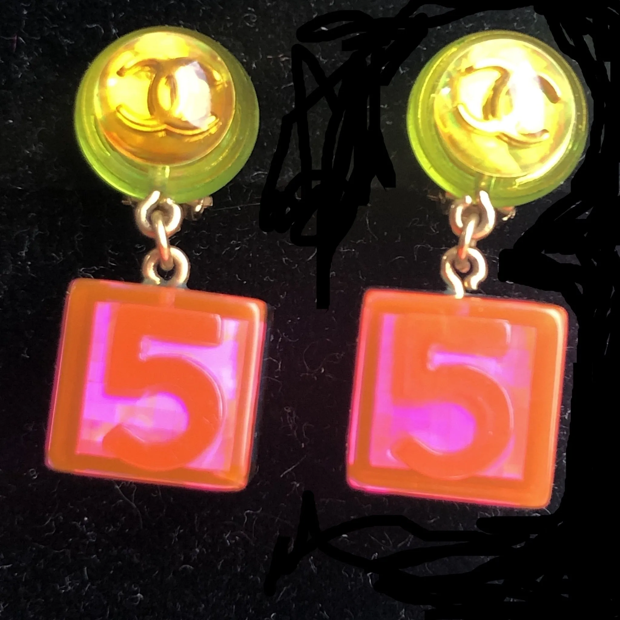 Vintage Chanel No 5 Cube Earrings